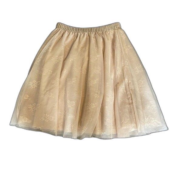 NWOT Rue21 Beige Floral Lace Tulle Midi Skirt Lined Multilayered Blush - Picture 2 of 6